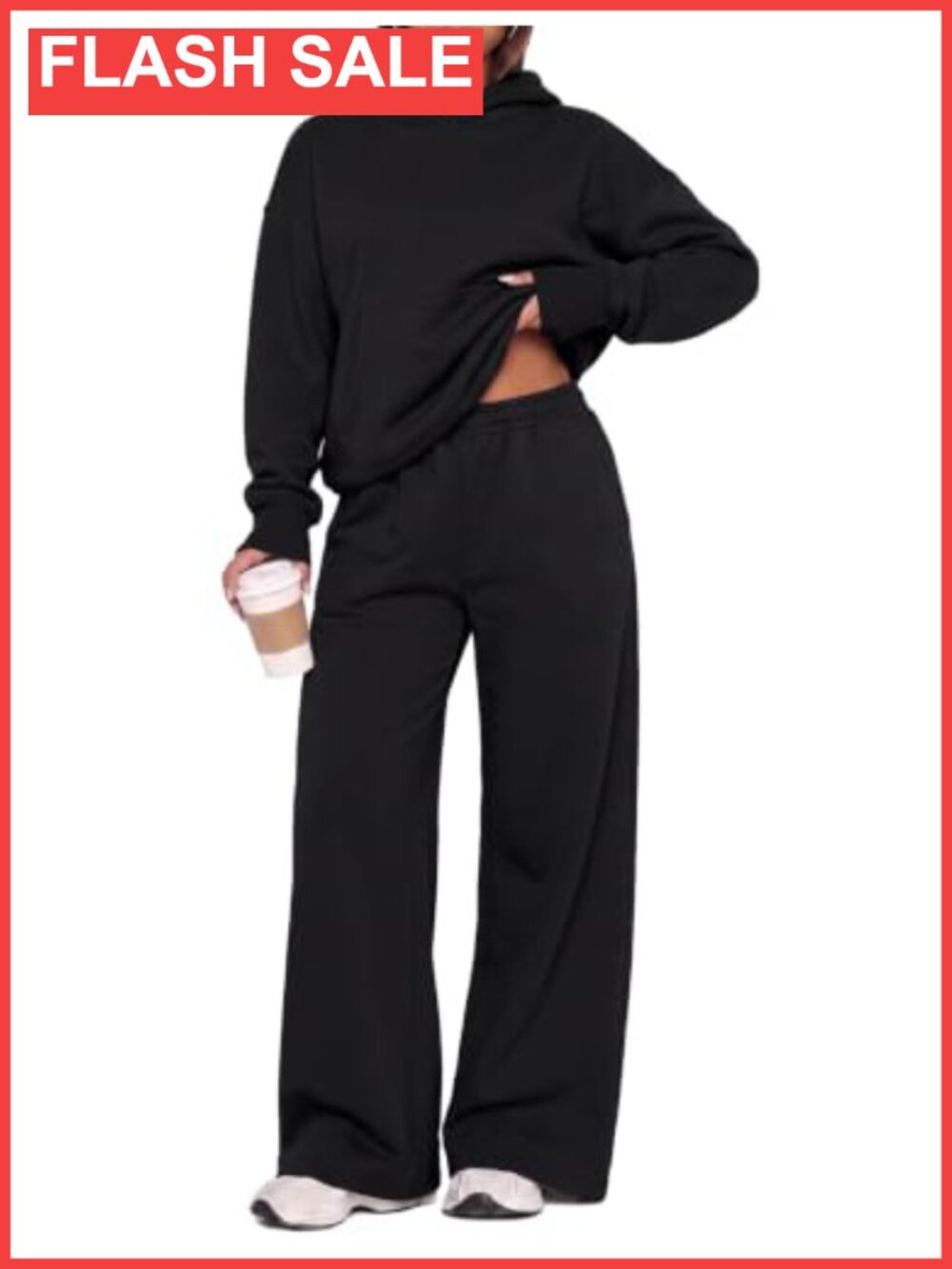 Women's 2-Piece Oversized Hoodie & Wide-Leg Sweatpants Set Cotton Blend